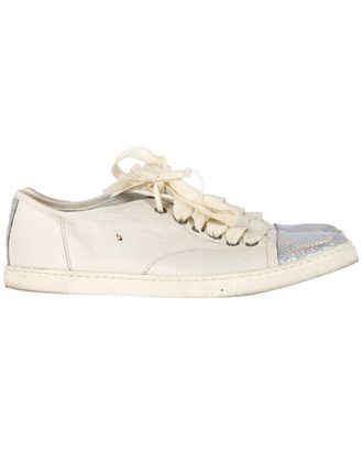 Lanvin Lanvin Womens Leather Snakeskin-Effect Cap Toe Sneaker (Authentic Pre-Loved)