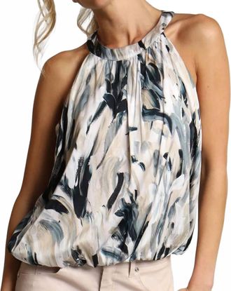 Lola & Sophie Brush Strokes Bubble Halter Top In Multi