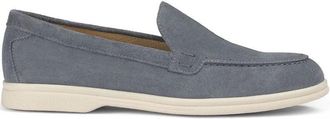 Doucal's Almond Toe Grey Suede Loafers