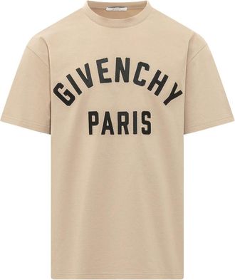 Givenchy Paris Geborduurd T-shirt - Heren - T-shirts - Beige - S - Katoen - Tops