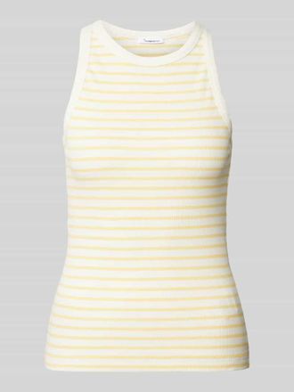 Knowledge Cotton Apparel Stricktop mit Streifenmuster in Pastellgelb, Gr&ouml;&szlig;e XL