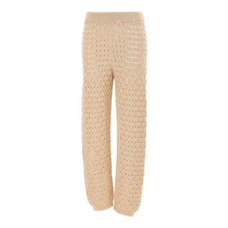 KANGRA Cotton Knit Trousers - female - Kangra - Sweatpants - Beige - XL - Trousers