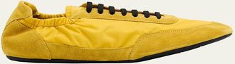 Prada Mens Collapse Nylon and Suede Low-Top Sneakers