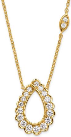 Diamond2Deal 14K Yellow Gold 3/4 Ct Lab Grown Diamond Teardrop Pendant Necklace 18 Clarity VS, Color G-H