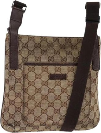 Gucci Pre-owned Canvas Cross Body Tas - Dames - Vintage Schoudertas - Beige - ONE Size - Vintage