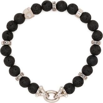 Ferragamo stone beaded bracelet - men - Brass/Stone - One Size - Black
