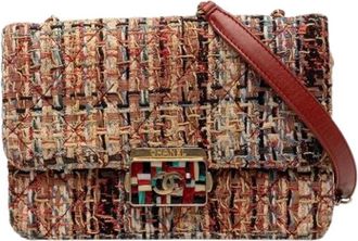 Chanel Pre-owned Quilted Tweed Flap Bag - Dames - Vintage Schoudertas - Bruin - ONE Size - Tweed - Vintage