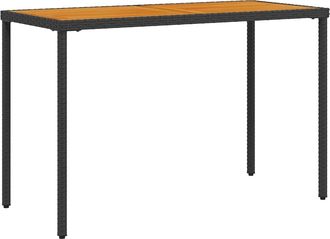 vidaXL Mesa De Jard&iacute;n Superficie De Madera Rat&aacute;n Pe Negro 115x54x74 Cm Vidaxl