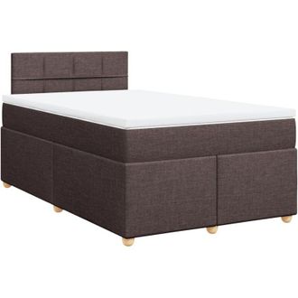 vidaXL Vidaxl - Cama Box Spring Con Colch&oacute;n Tela Marr&oacute;n Oscuro 120x200 Cm