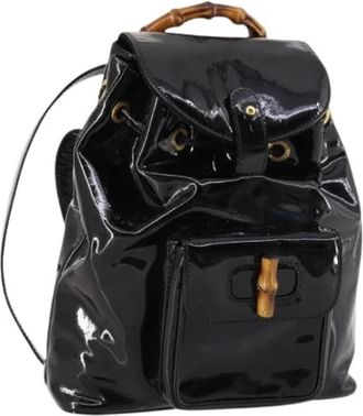 Gucci Pre-owned Gecoat Canvas Rugzak - Dames - Vintage Rugzakken - Zwart - ONE Size - Vintage