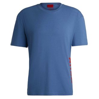 HUGO BOSS Hugo Heren Logo Biologisch Katoenen T-Shirt (Medium Blauw)