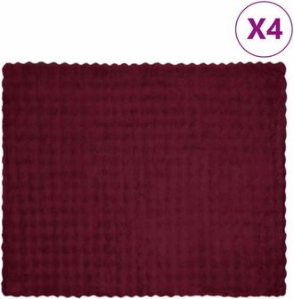vidaXL Faux Rabbit Fur Blanket 4 pcs Bordeaux Red 220 x 240 cm vidaXL
