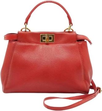 Fendi Pre-owned Peekaboo Mini Handbag - Dames - Vintage Handtas - Rood - ONE Size - Leer - Vintage