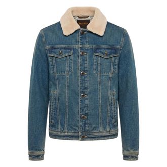 Moorer Jassen, Heren, Blauw, M, Denim, Denim Jas met Bontkraag