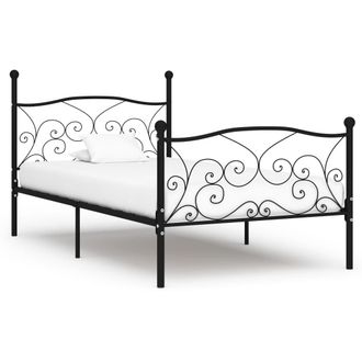 vidaXL Estructura Cama Con Somier Sin Colch&oacute;n Metal Negro 90x200 Cm Vidaxl
