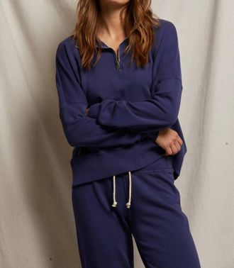 perfectwhitetee Maren Half-Zip Sweatshirt In Dusk