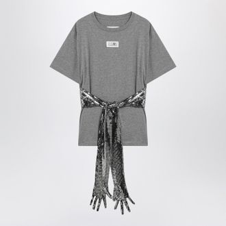 Maison Margiela Grey M&eacute;lange Cotton T Shirt With Gloves