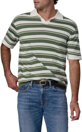 Joe's Club Stripe Johnny Collar Cotton Polo in Fatigue Green Stripe at Nordstrom, Size X-Large