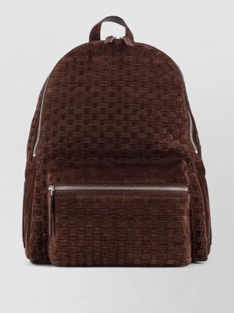 Orciani suede backpack featuring woven texture design