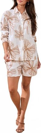 Tribal Embroidered Flower Blouse In White/beige
