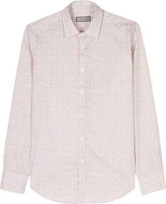 Canali graphic-print cotton shirt - men - Cotton - S - Purple