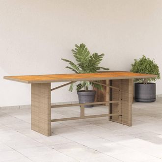 Berkfield Home Garden Table with Acacia Wood Top Beige 190x80x74 cm Poly Rattan | Size: 190 x 80 x 74 cm
