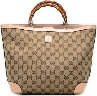 Gucci Borsa tote GG in tela e bamb&ugrave; 2000-2015 - Marrone