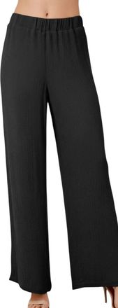 Maven West Textured Crinkle Wide-Leg Pants In Black