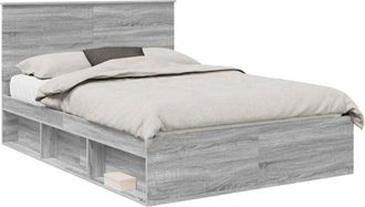 vidaXL Bed Frame Grey Sonoma 140 x 190 cm Solid Pine Wood vidaXL