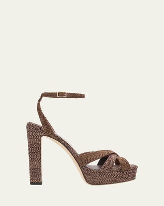 Jimmy Choo London 120mm Kove Raffia Platform Sandals