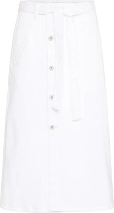 Ichi Witte Midi Rok met Riem - Dames - Spijkerrokken - Wit - XS - Denim - Rokken
