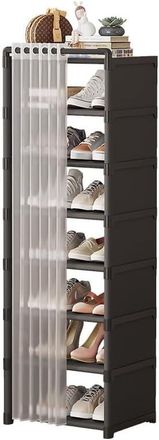 OEM Zapatero De 8 Niveles, Resistente Al Polvo, 42 X 30 X 124 Cm, Para Pasillo, Dormitorio Y Sal&oacute;n, Color Negro