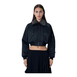 Yohji Yamamoto Bomber Jackets, female, Black, Size: M Toraichi Denim A Blouson