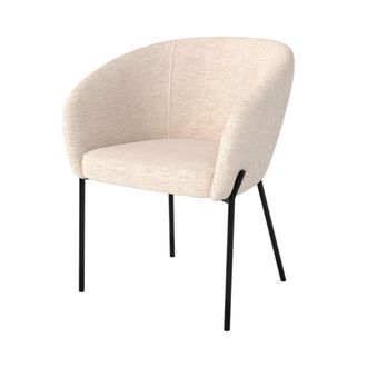 Rendez-Vous D&eacute;co Silla de tela blanca jaspeada y patas de metal negro