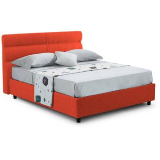 Dmora Letto Matrimoniale Briatico, Materasso Incluso, Sfoderabile Made in Italy, Arancione