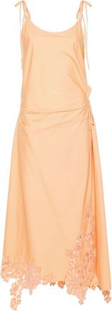 Acne Studios floral-lace detail poplin midi dress - women - Polyester/Cotton - 40 - Orange