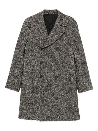 Tagliatore double-breasted herringbone coat - men - Cotton/Polyester/Wool/Fabric/Alpaca/Silk - 52 - Grey