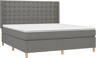 vidaXL Vidaxl - Cama Box Spring Colch&oacute;n Y Luces Led Tela Gris Oscuro 160x200 Cm