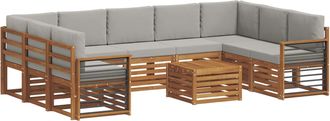 vidaXL Conjunto De Sof&aacute;s De Exterior 10 Uds. Natural Y Gris Claro Vidaxl