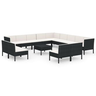 vidaXL 14 Pcs Garden Lounge Set Con Coj&iacute;n De Pozo De Terciopelo