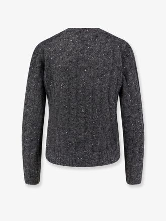 Brunello Cucinelli Womens Wool-Blend Sweater Grey Sequins Mohair