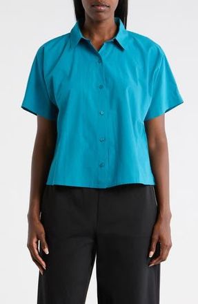 Eileen Fisher Classic Collared Organic Cotton Shirt in Dragonfly at Nordstrom Rack, Size Xx-Small