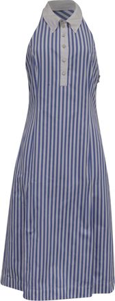 Thom Browne Awning Stripe Halter Polo Dress in Light Blue Cotton