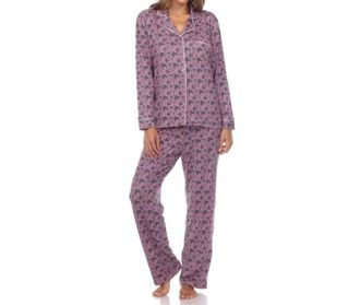 White Mark Womens Long Sleeve Heart Print Pajama Set In Grey