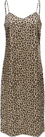 Only Mouwloze Polyester Jurk Braziliaans Zand Print - Dames - Casual kleedjes - Beige - S - Polyester - Kleedjes