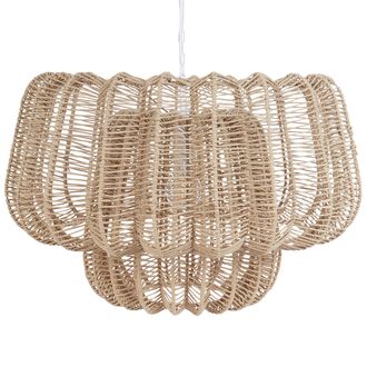 Beliani L&aacute;mpara Colgante De Cuerda De Papel Estilo Boho En Color Beige Saisi