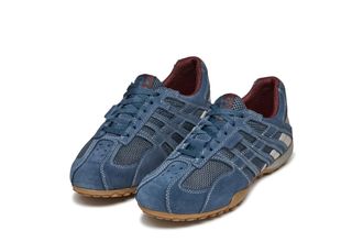 Geox Schn&uuml;rschuh GEOX U SNAKE ORIGINAL, Herren, Gr. 39, blau (hellblau), Leder, Textil, Schuhe Schn&uuml;rschuh, Schn&uuml;rschuh, Freizeitschuh, Trekking Sneaker mi