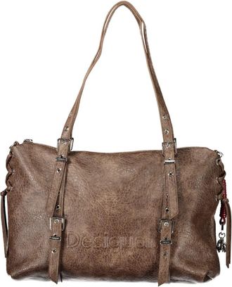 Desigual Half Logo Lanuza - Dames - Schoudertassen - Bruin - ONE Size - Leer - Tassen