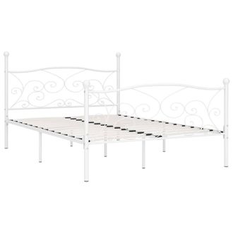 Berkfield Home Bed Frame with Slatted Base White Metal 140x200 cm