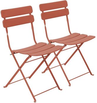 Oviala Lote De Dos Sillas Plegables De Acero Color Terracota
